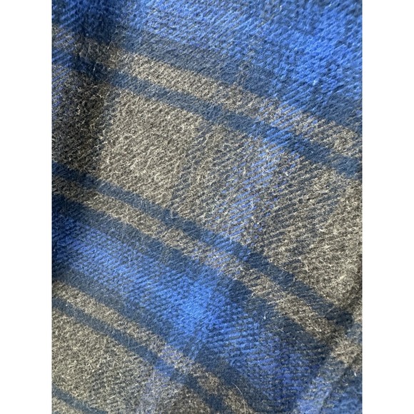 Orvis Blue Plaid Flannel Shirt Jacket Heavy Cotton Pockets Shacket Men's Size L - Picture 13 of 15